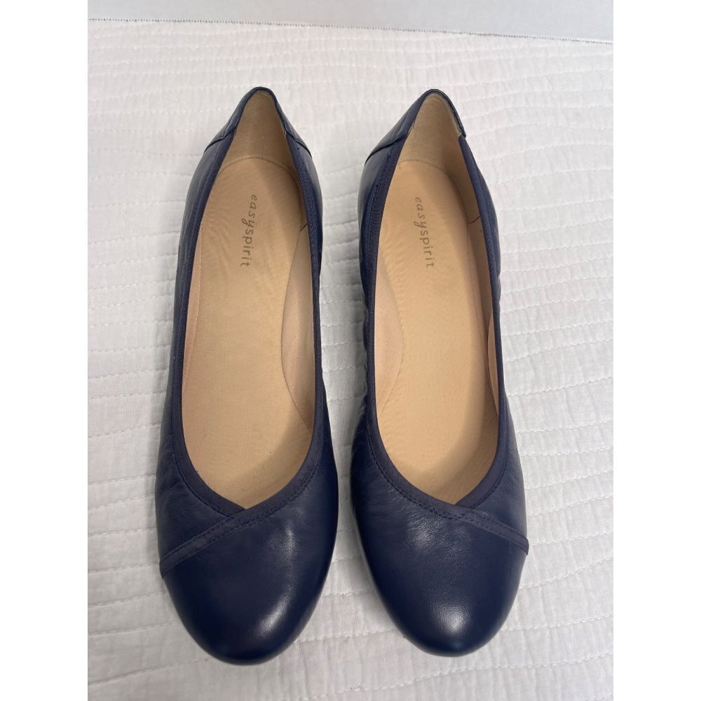 Easyspirit Womens Wedge Slip-On Leather Comfort Heels SZ 8.5W Navy Blue - Picture 4 of 11